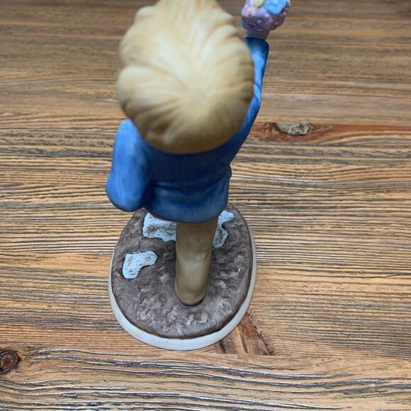 Lenox Boy Figurine Monday’s Child with Blue Jacket and Pastel Bouquet - Picture 11 of 13